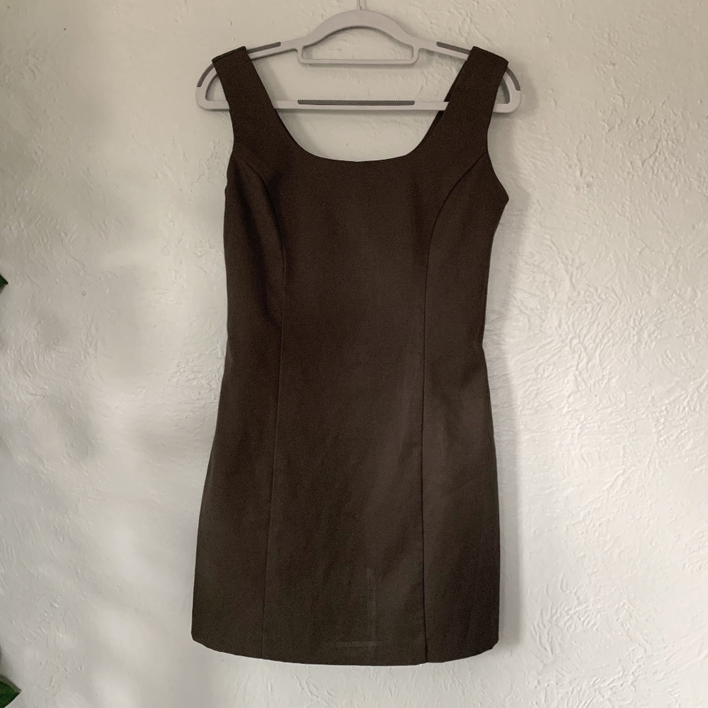 dark green fitted mini dress